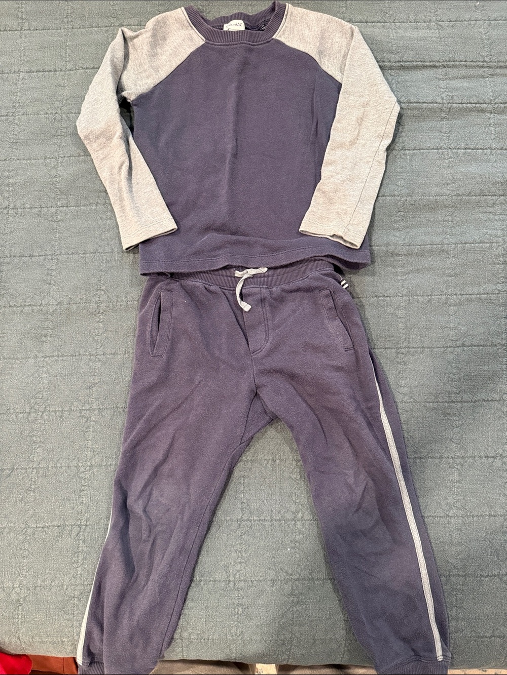 Splendid Navy and Light Gray Raglan Sweatshirt with Navy Joggers